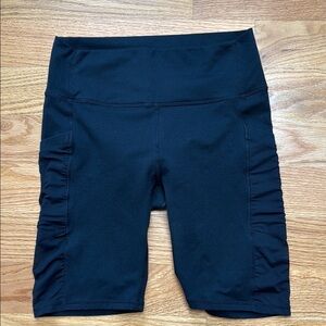 Black Ruched Biker Shorts